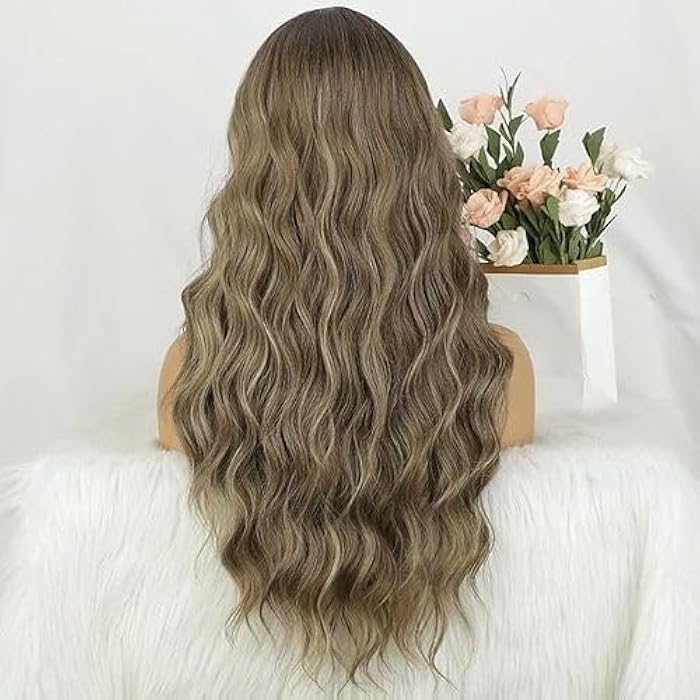 DILLARDS Long Wavy Ombre Wig, Brown To Ash Blonde, Heat Resistant Synthetic Hair, 26-Inch Length - Image 4